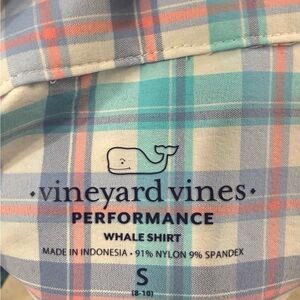 Vineyard Vines Youth Plaid Button Down Shirt - Blue and Pink